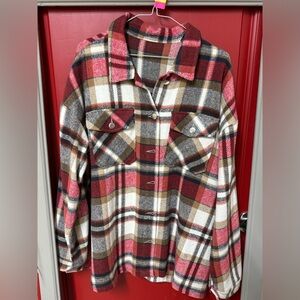 Plaid Button-Up Shirt Jacket